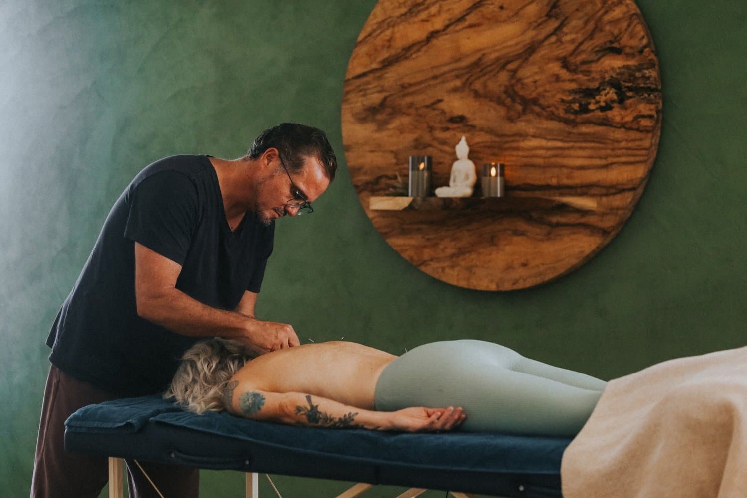 Steven Allan Booth at work in the clinic